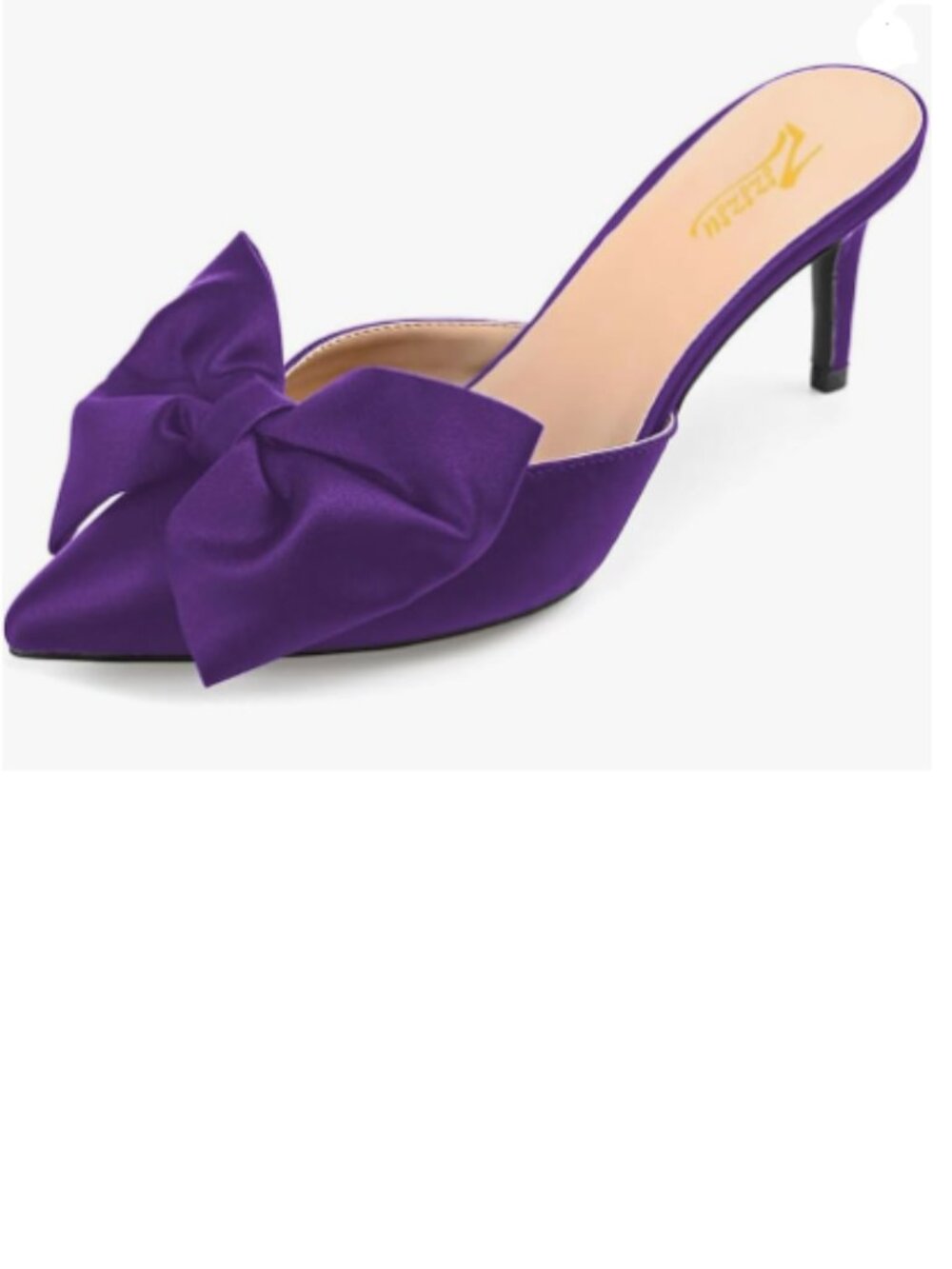 Zszszsu Indigo Stiletto Heel Mules Closed Pointed Toe Bow Slide Sandals